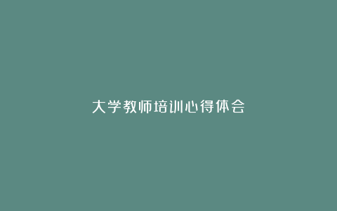 大学教师培训心得体会