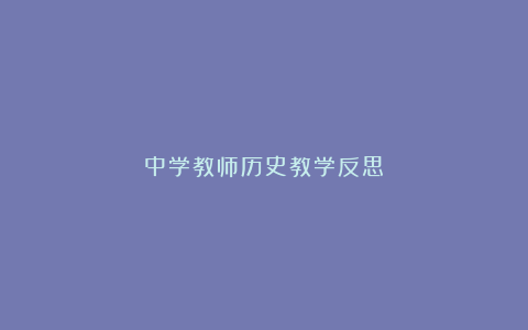 中学教师历史教学反思