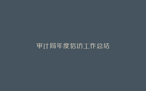 审计局年度信访工作总结