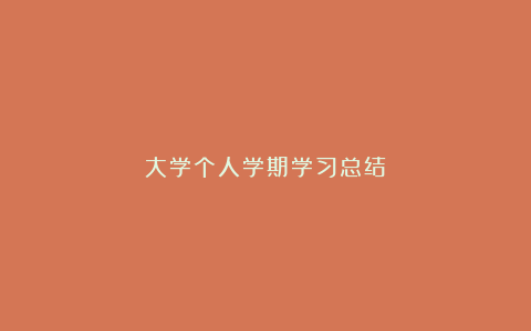 大学个人学期学习总结