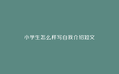 小学生怎么样写自我介绍短文