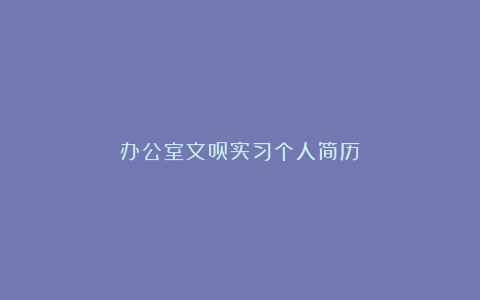 办公室文员实习个人简历