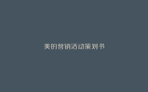 美的营销活动策划书