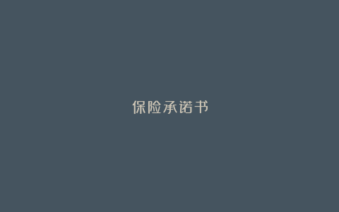 保险承诺书