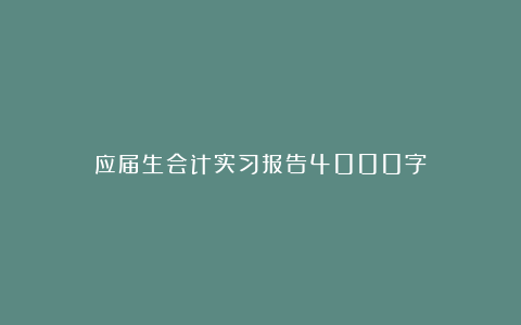 应届生会计实习报告4000字