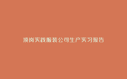 顶岗实践服装公司生产实习报告