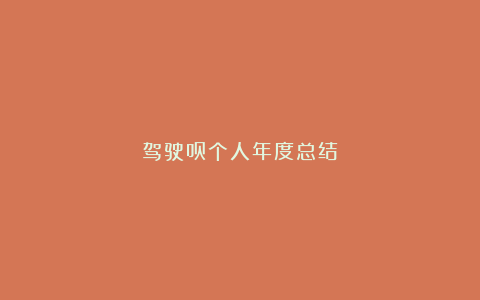 驾驶员个人年度总结