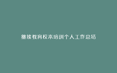 继续教育校本培训个人工作总结