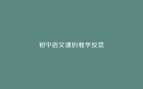 初中语文课的教学反思