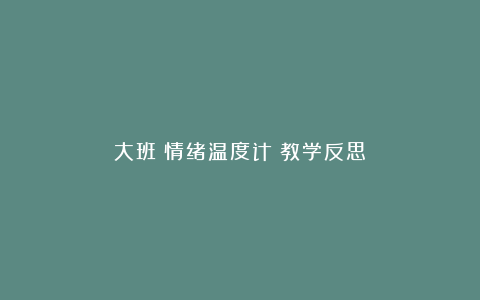 大班《情绪温度计》教学反思