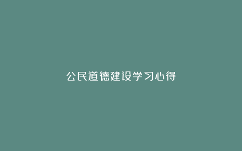 公民道德建设学习心得