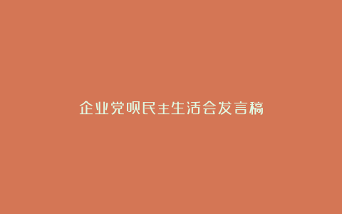 企业党员民主生活会发言稿