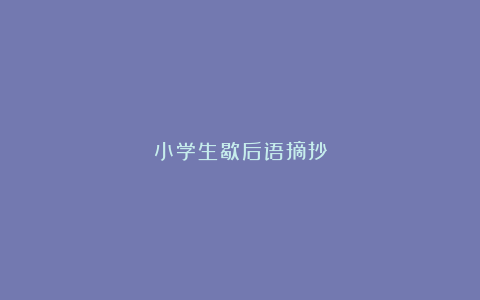 小学生歇后语摘抄