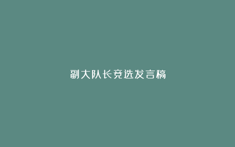 副大队长竞选发言稿