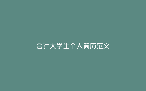 会计大学生个人简历范文