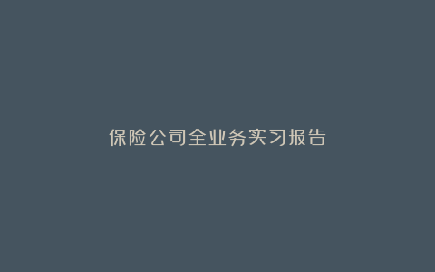 保险公司全业务实习报告