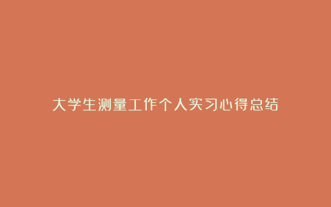 大学生测量工作个人实习心得总结