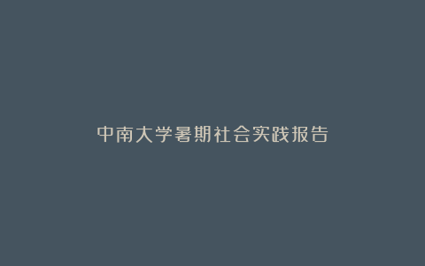 中南大学暑期社会实践报告