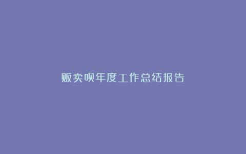 贩卖员年度工作总结报告