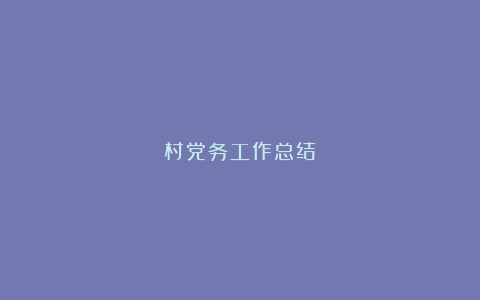 村党务工作总结