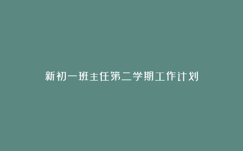 新初一班主任第二学期工作计划