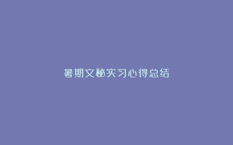 暑期文秘实习心得总结