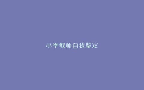 小学教师自我鉴定