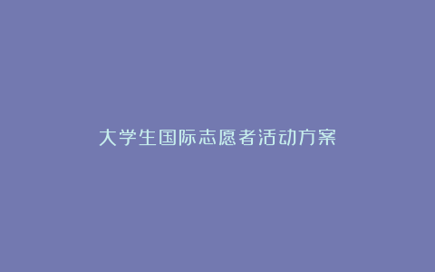 大学生国际志愿者活动方案