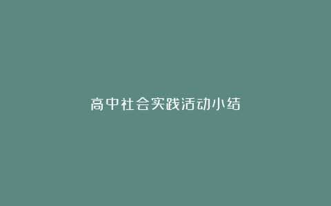 高中社会实践活动小结