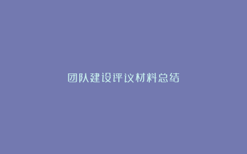 团队建设评议材料总结