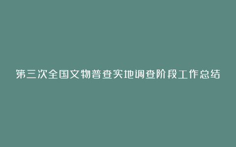 第三次全国文物普查实地调查阶段工作总结