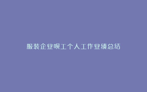 服装企业员工个人工作业绩总结