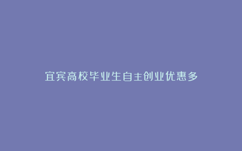 宜宾高校毕业生自主创业优惠多