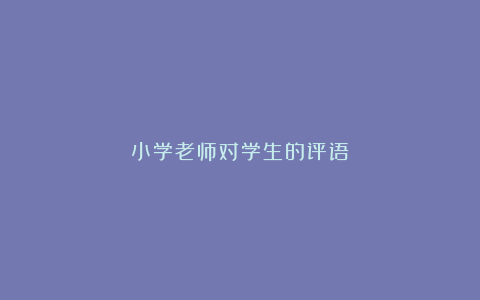 小学老师对学生的评语