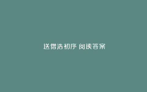 《送僧浩初序》阅读答案