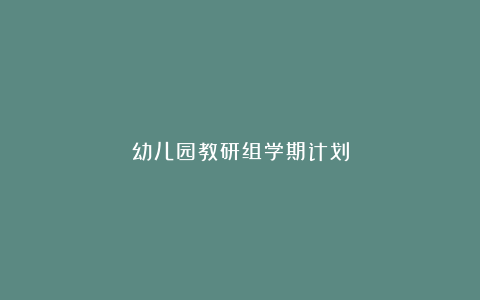 幼儿园教研组学期计划