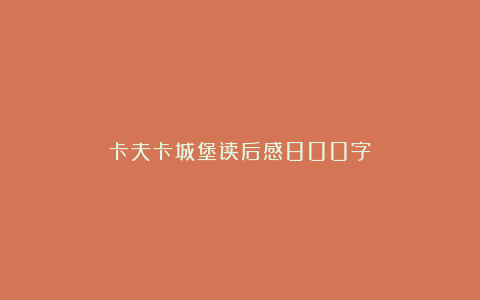 卡夫卡城堡读后感800字