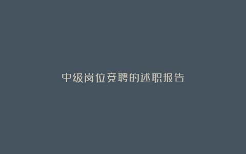 中级岗位竞聘的述职报告