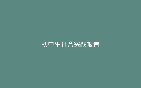 初中生社会实践报告