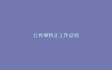 公务员转正工作总结