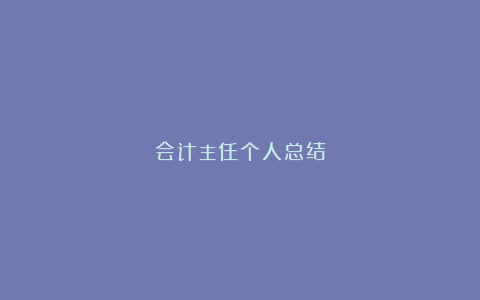 会计主任个人总结