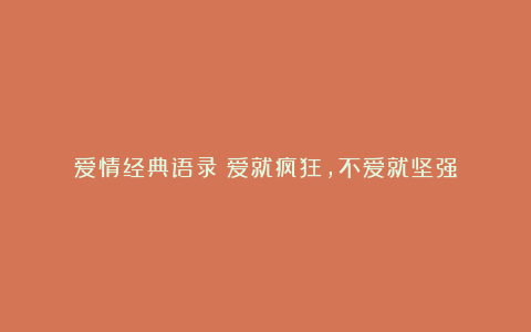 爱情经典语录：爱就疯狂，不爱就坚强