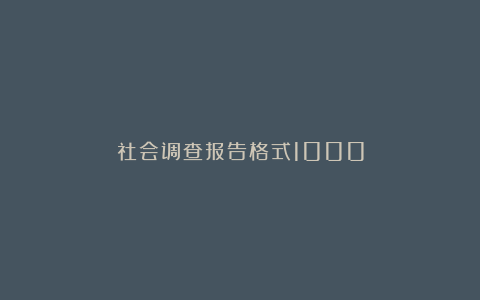 社会调查报告格式1000