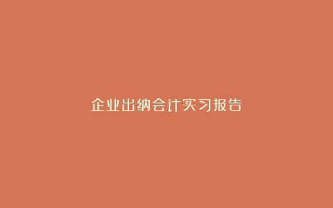 企业出纳会计实习报告