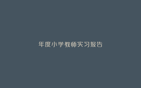 年度小学教师实习报告