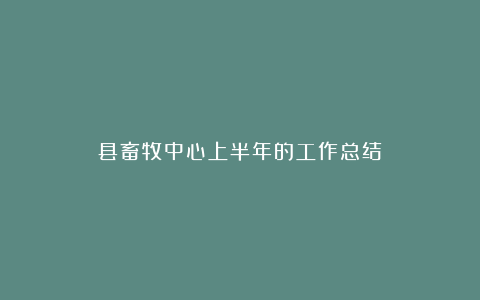 县畜牧中心上半年的工作总结