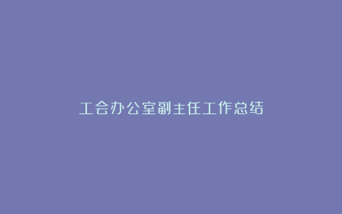 工会办公室副主任工作总结