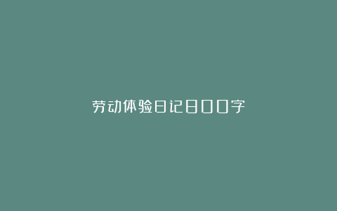 劳动体验日记800字