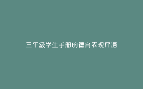 三年级学生手册的德育表现评语