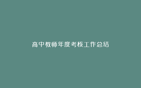 高中教师年度考核工作总结